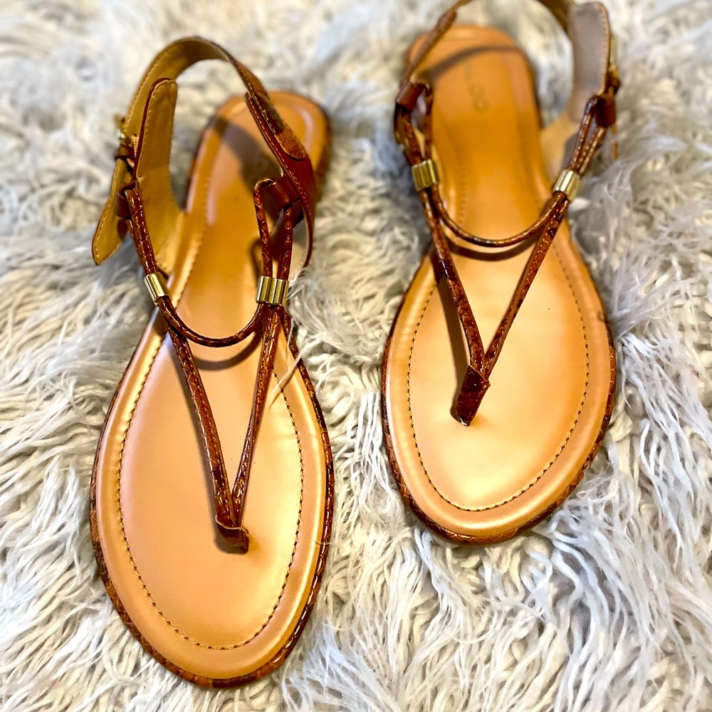 Aldo tan snake print sandal